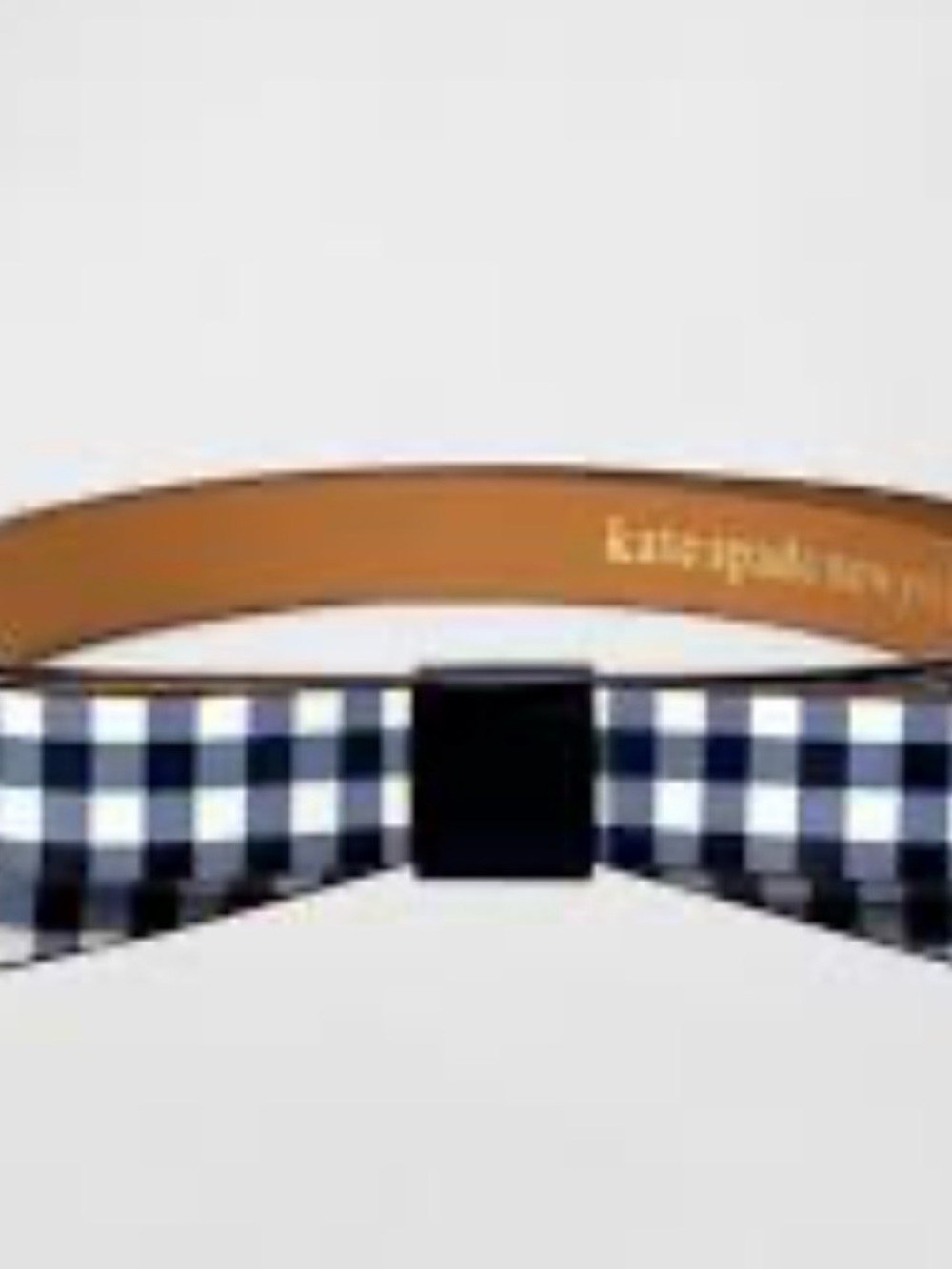 kate spade Navy and White Gingham Bow Belt with Tan Strap